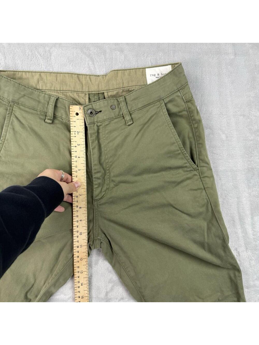 Rag and Bone Pants Men 31x30 Pale Army Green Fit 2 Stretch Twill Chino Preppy - Picture 6 of 12